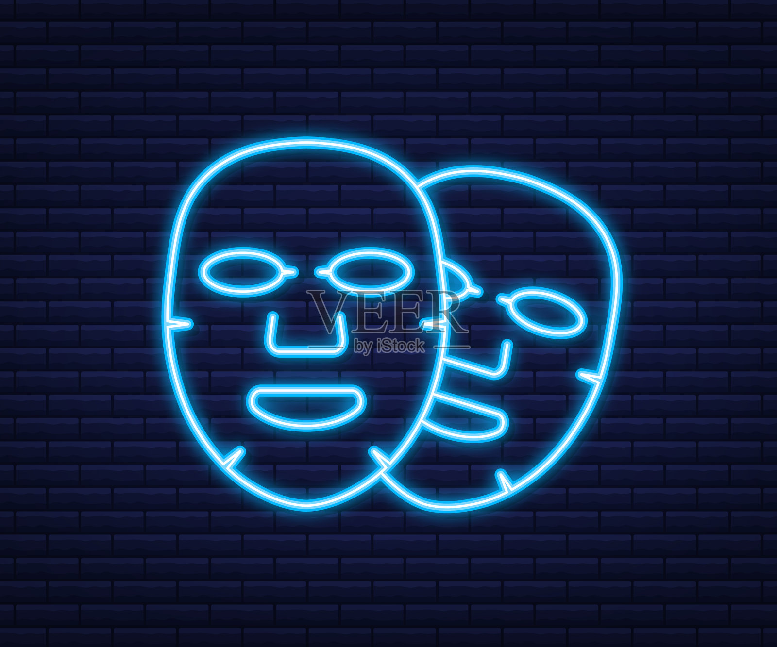 面膜平面图标霓虹灯式医药插画图片素材