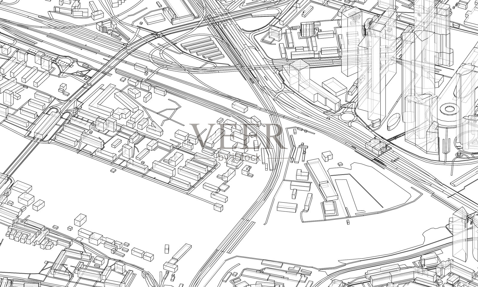 城市现代景观插画图片素材