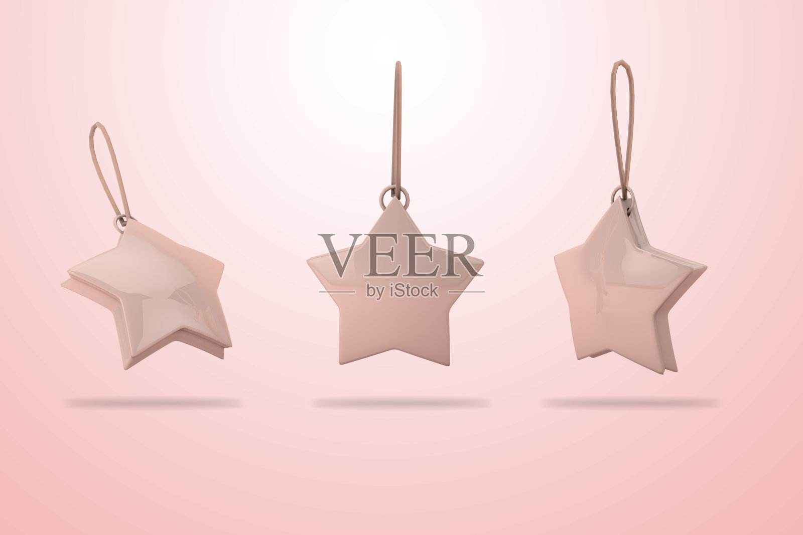 套3d粉红色圣诞之星。三维渲染照片摄影图片