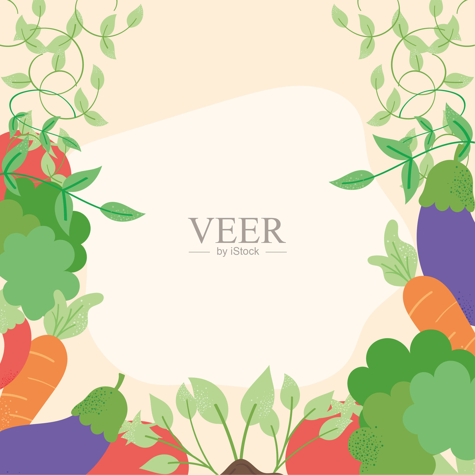 新鲜蔬菜生产架插画图片素材