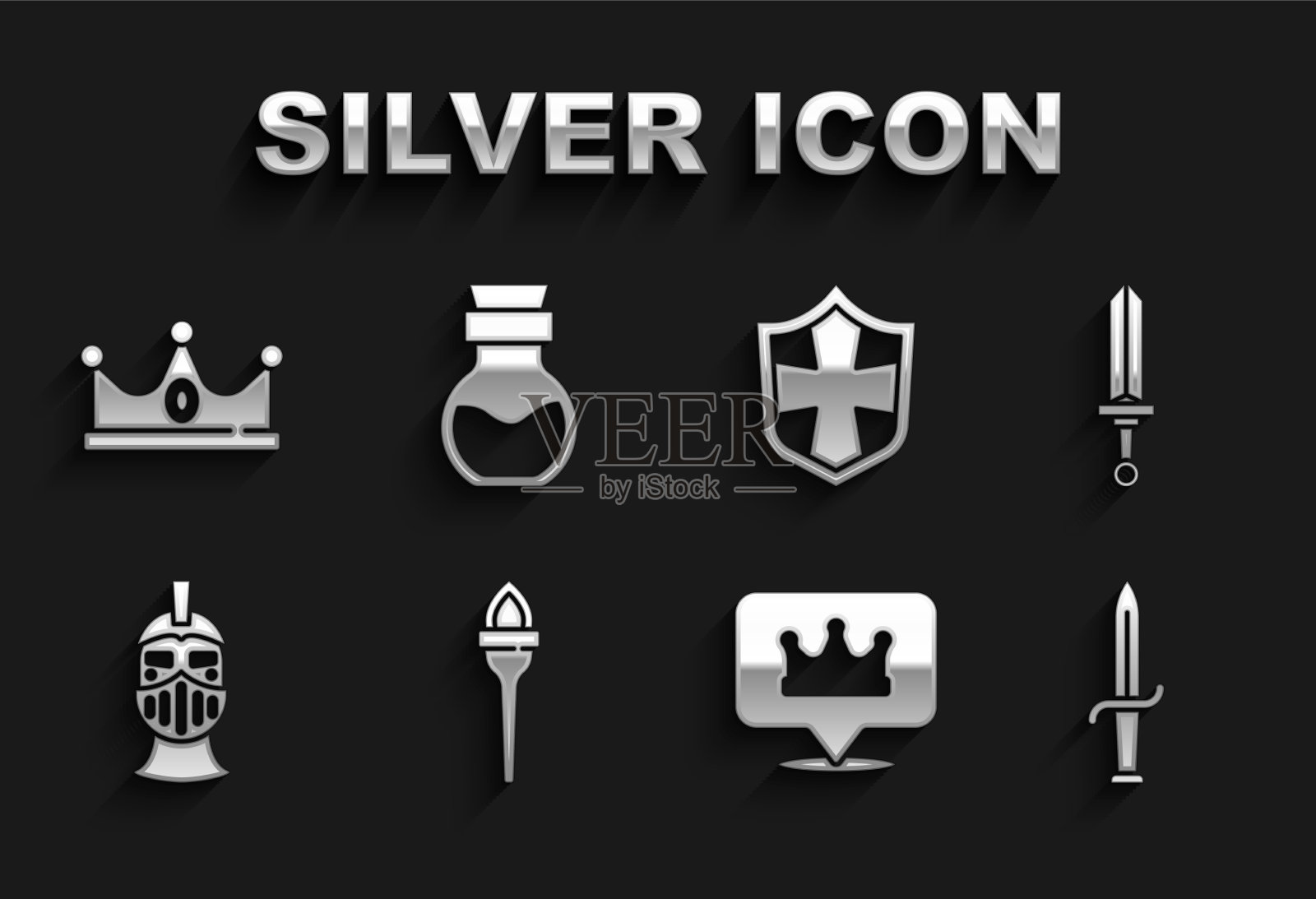 设置火炬火焰中世纪剑匕首位置图标素材