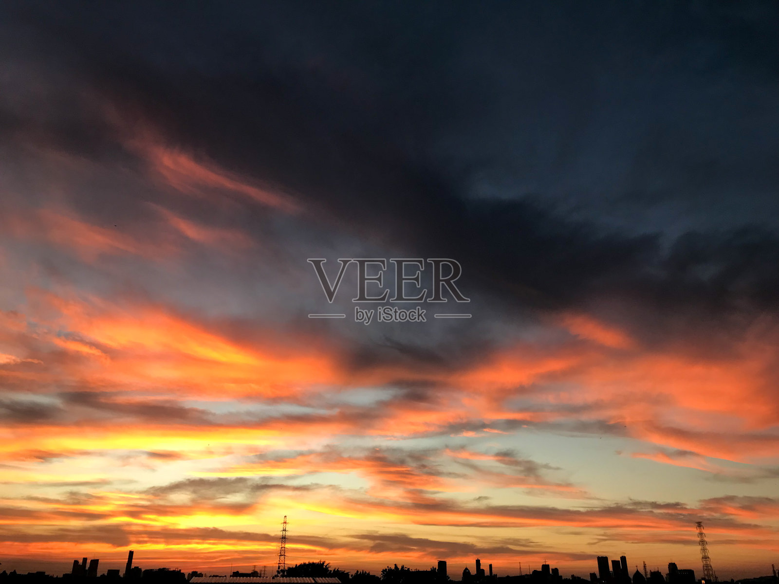 鸟瞰图戏剧性的日落和日出天空自然背景照片摄影图片