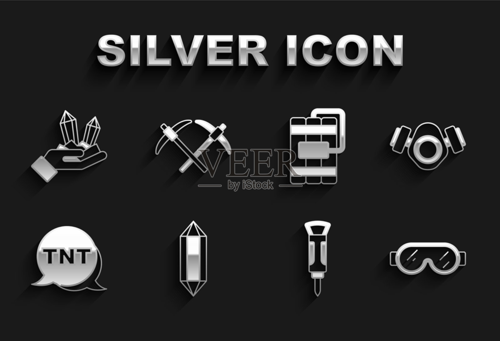 镶宝石石防毒面具安全护目镜眼镜图标素材