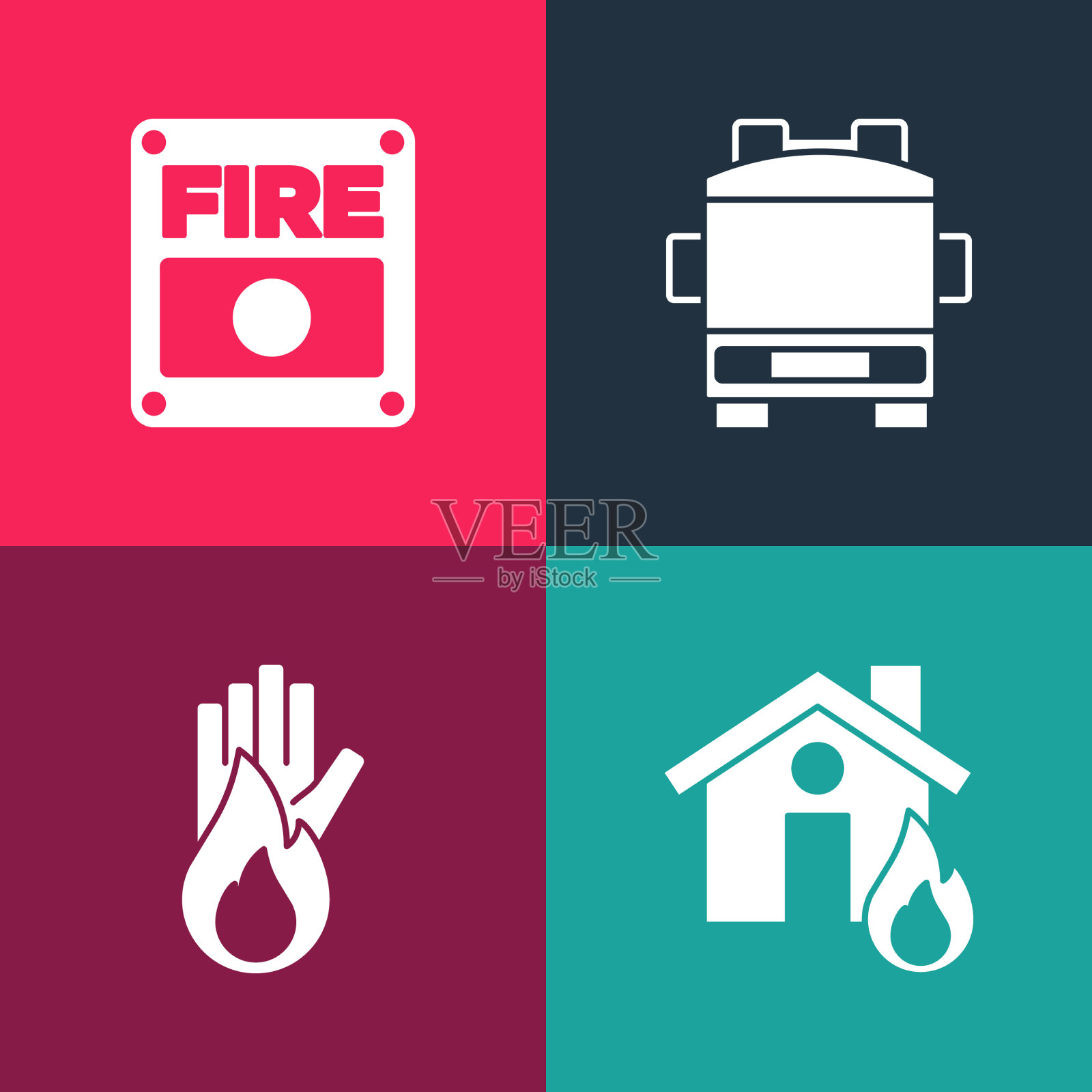 在着火的房子里放波普艺术，没有消防车图标素材