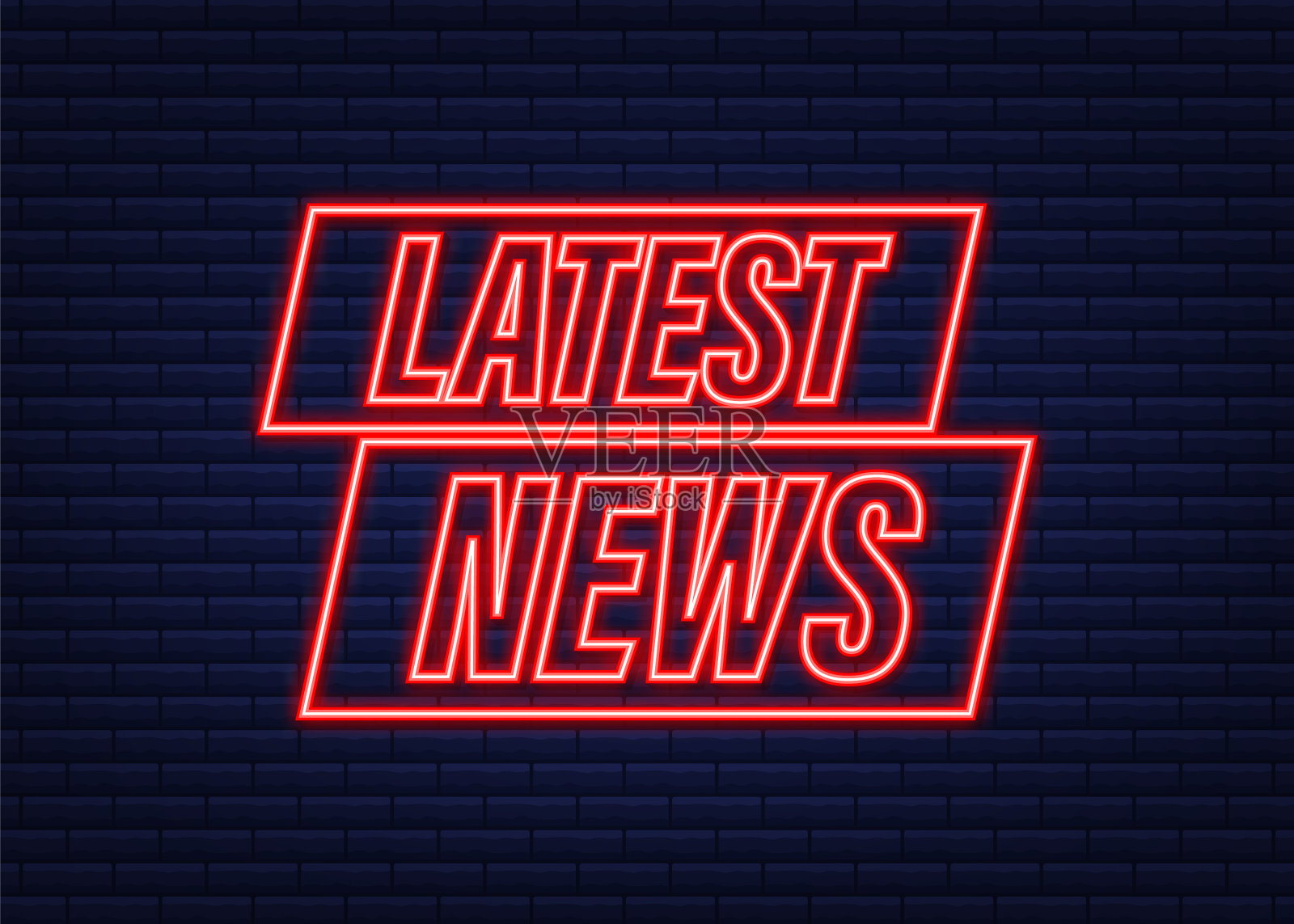 最新新闻霓虹灯图标扩音器横幅网插画图片素材