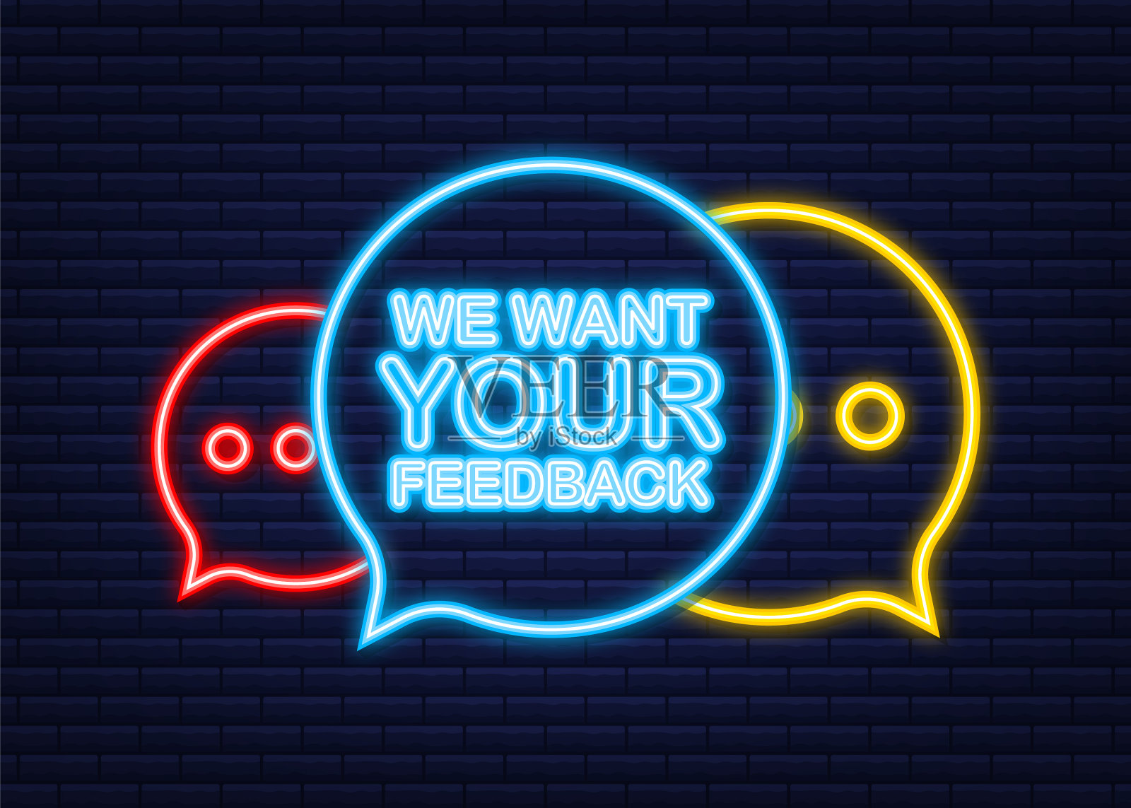 我们希望你的反馈写在演讲气泡上插画图片素材