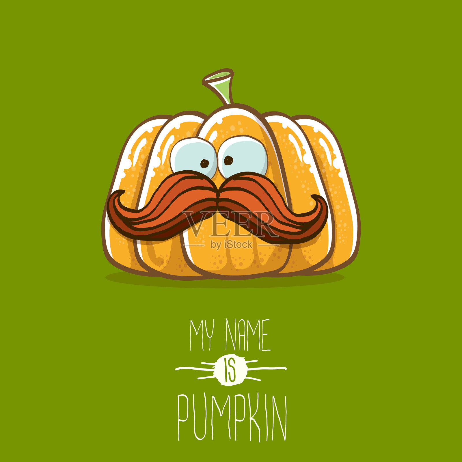 有趣的卡通可爱的橙色微笑的南瓜插画图片素材