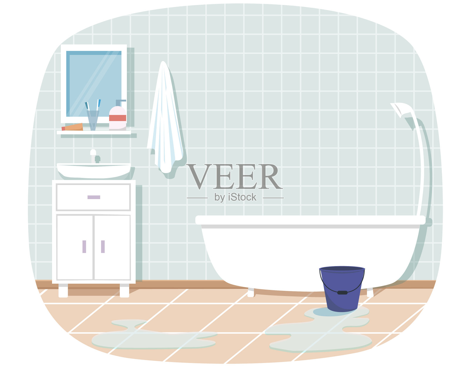 室内浴室，白色家具设计元素图片