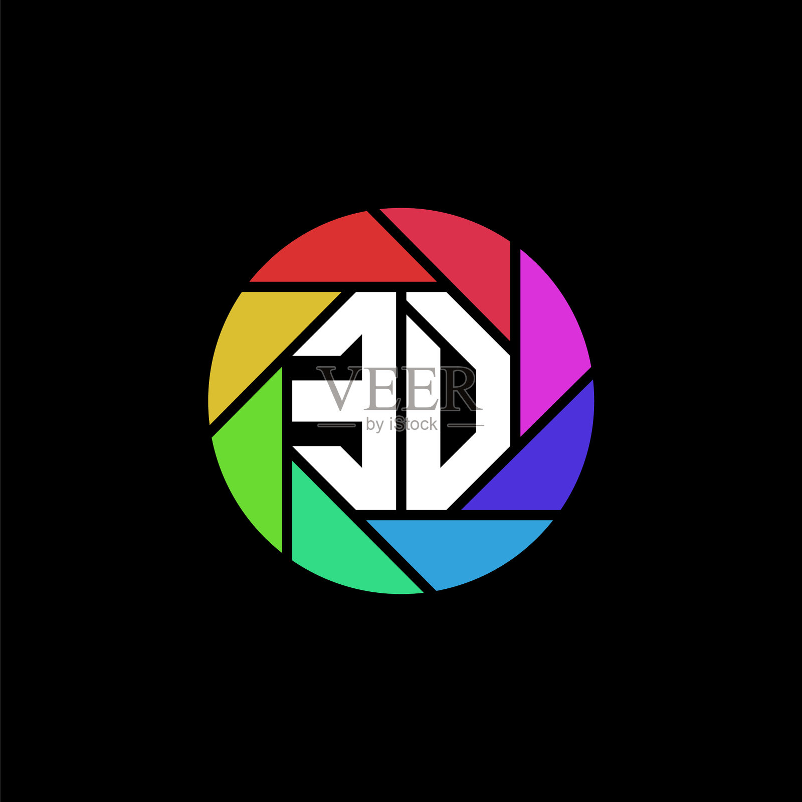 字母组合多边形彩虹插画图片素材