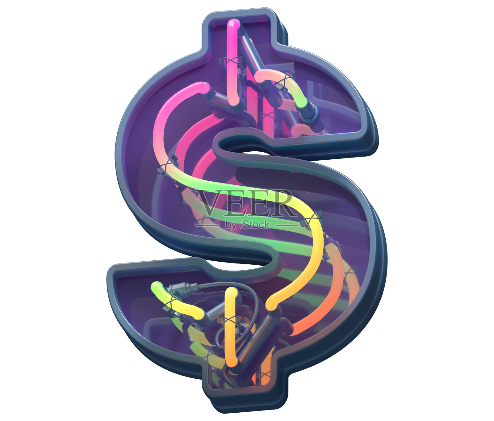 多色彩色霓虹灯字体。照片摄影图片