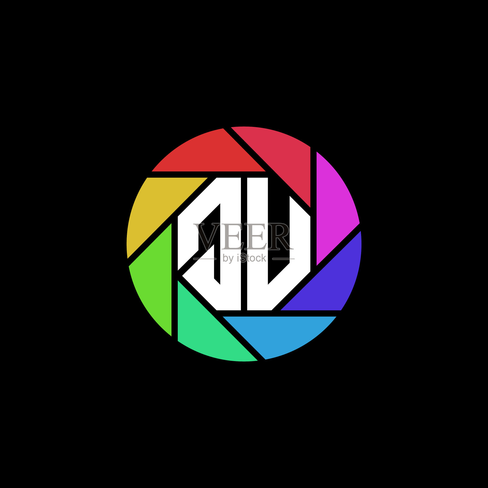 曲字彩虹多边形图标素材