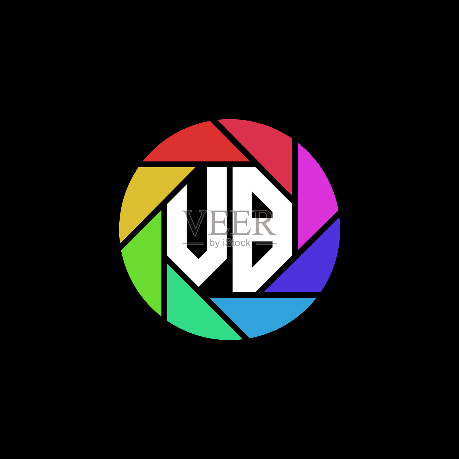 Vb字母组合多边形彩虹图标素材