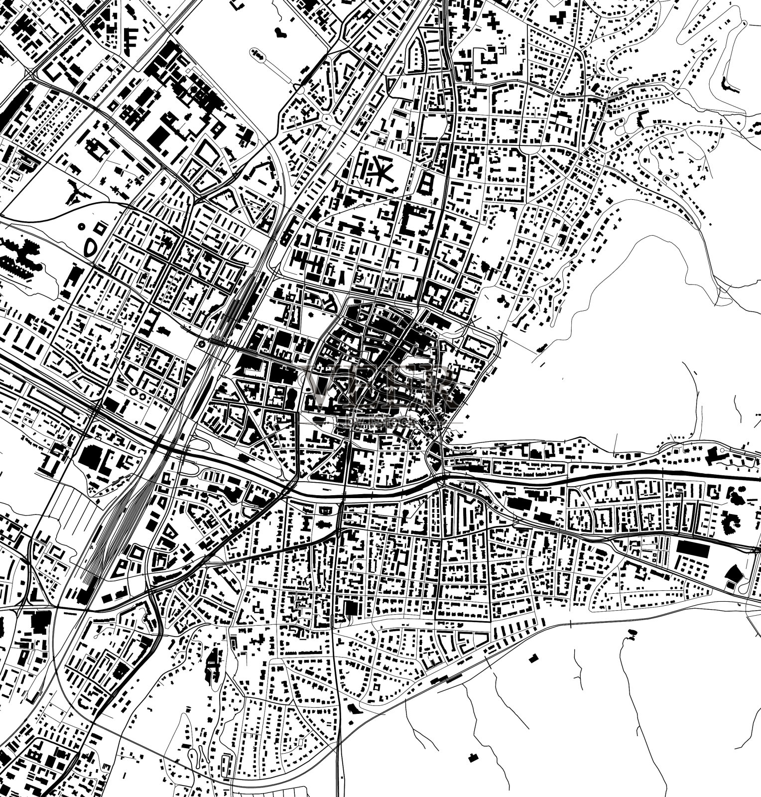 德国布雷斯高的弗莱堡市地图插画图片素材