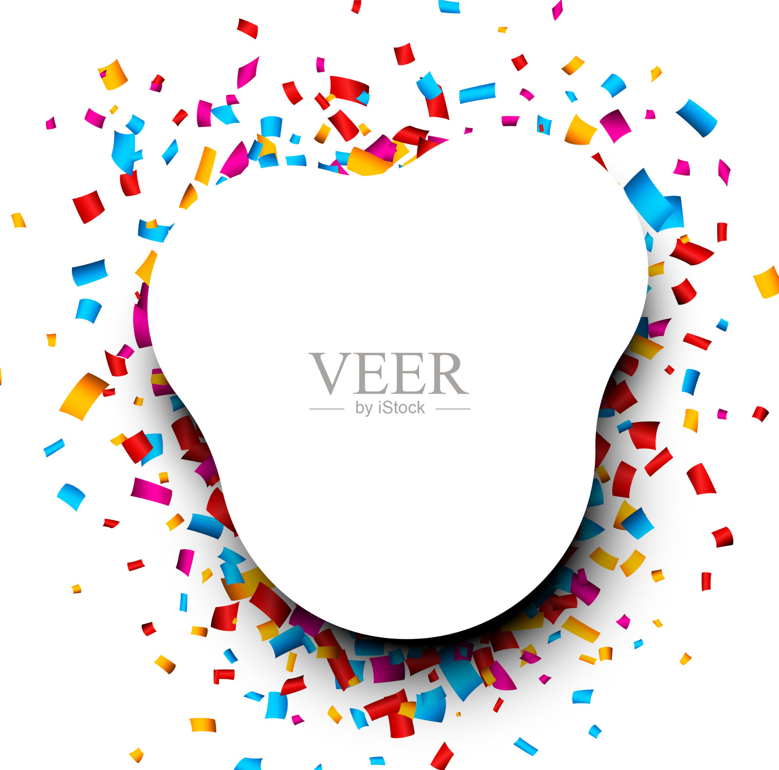 圆形背景与五颜六色的五彩纸屑插画图片素材