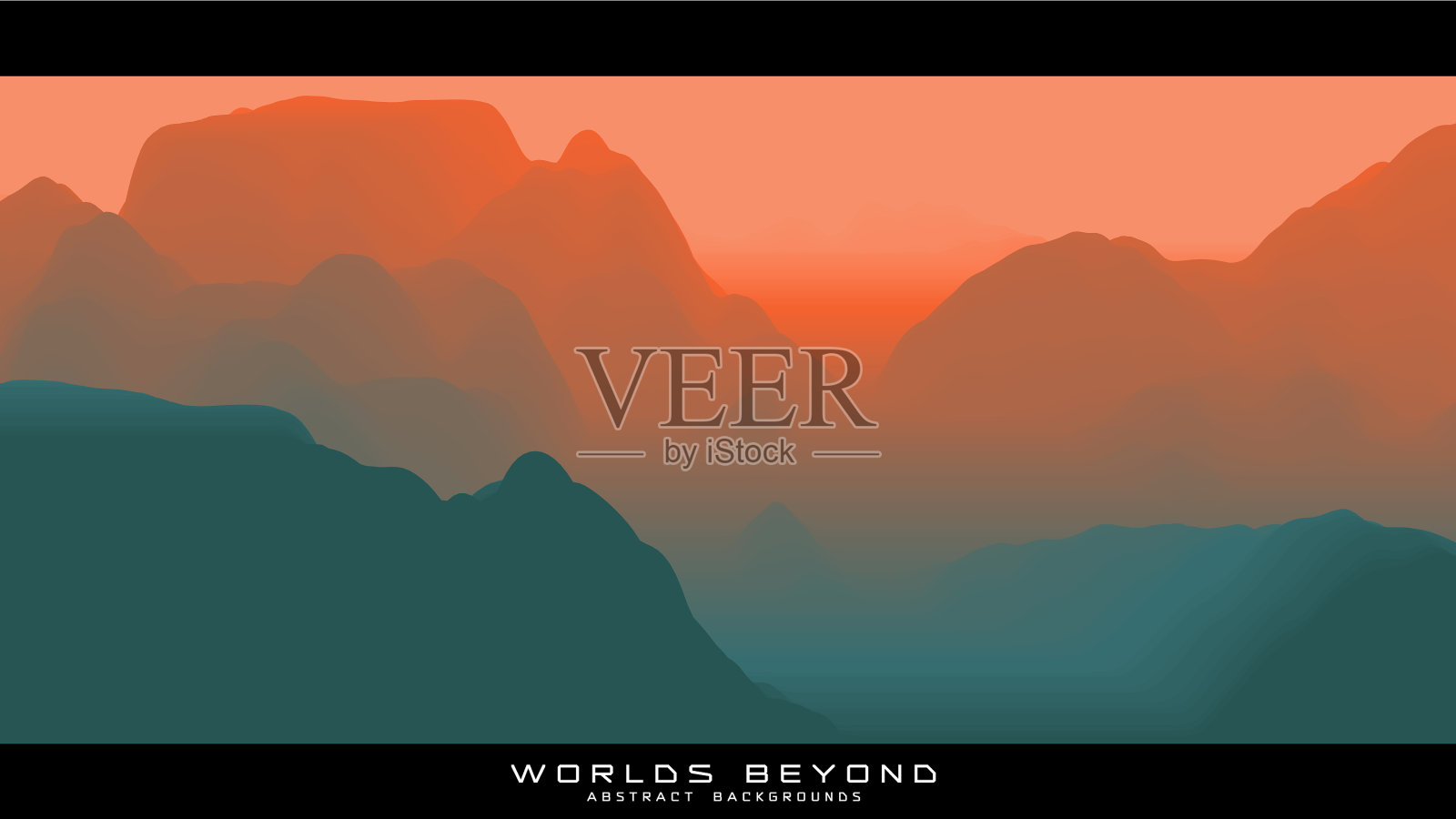 抽象色彩斑斓的景观与雾朦朦直到插画图片素材