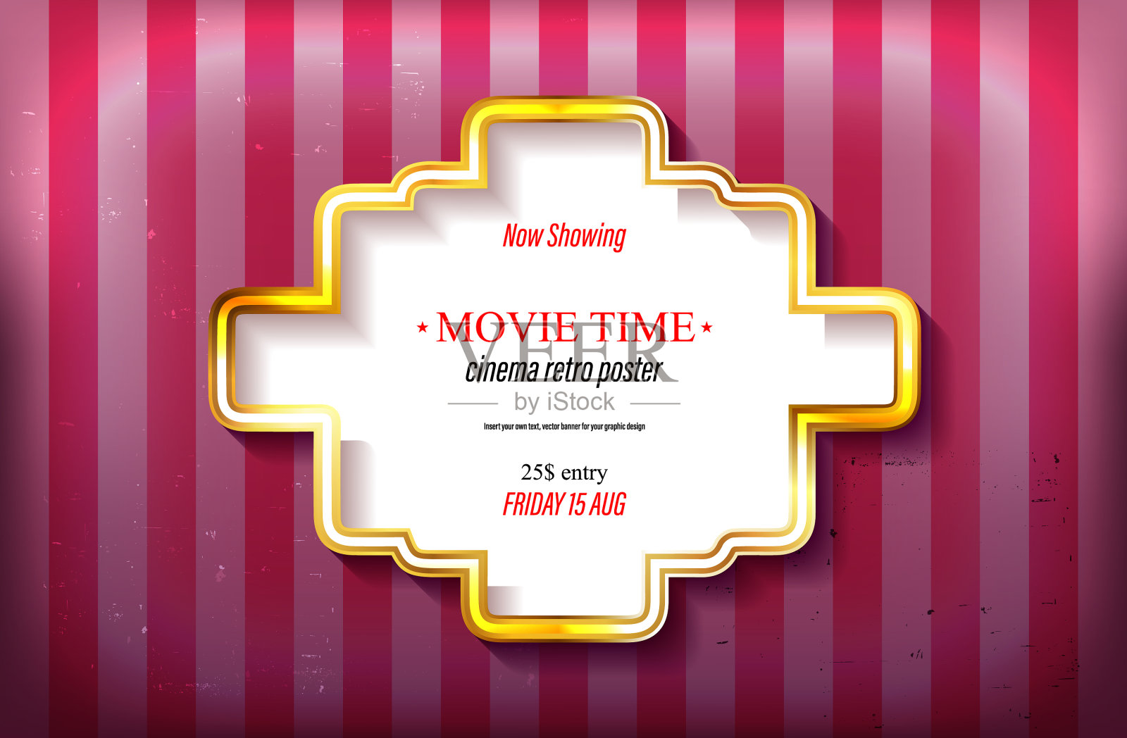 条纹墙纸上的装饰框架插画图片素材