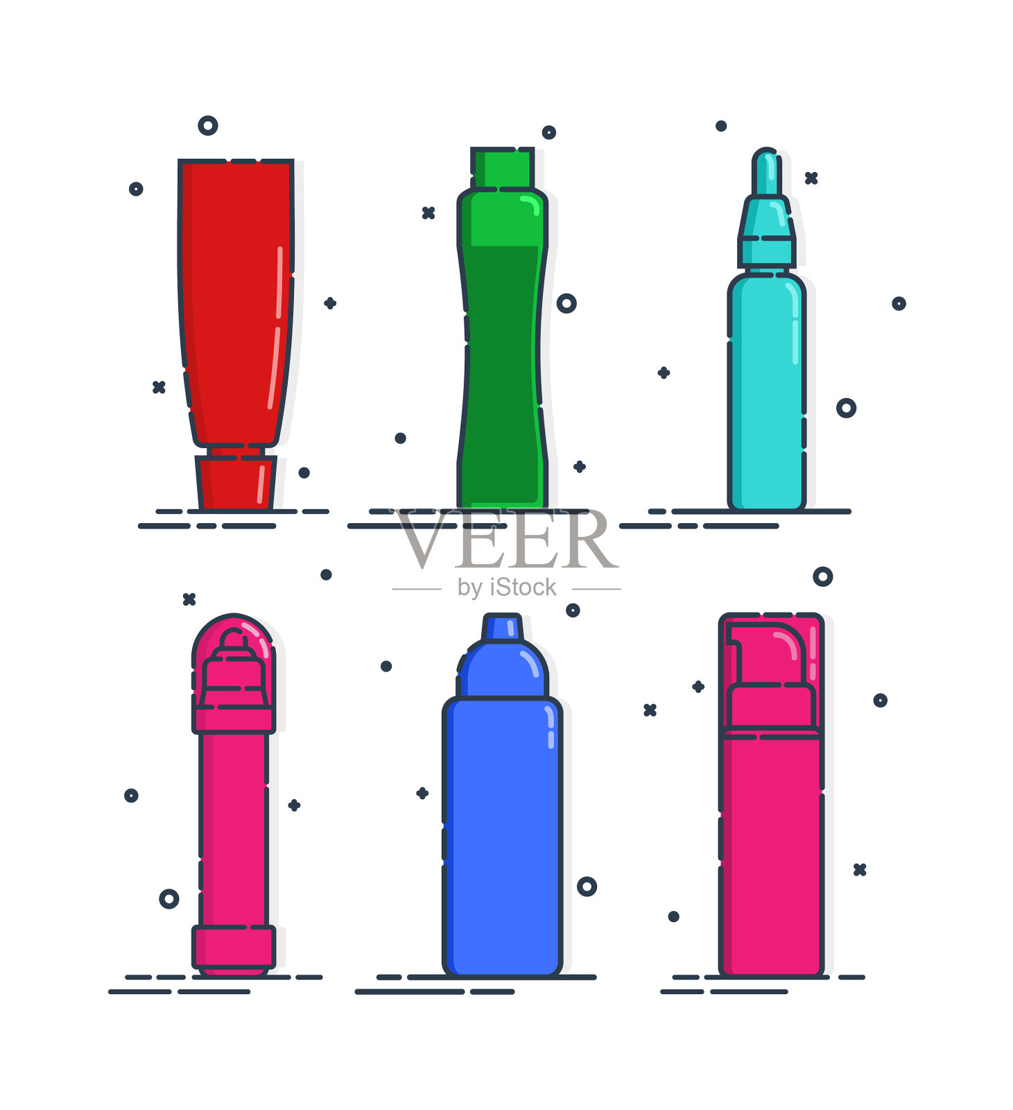 化妆品容器身体护理卫生设置空白插画图片素材