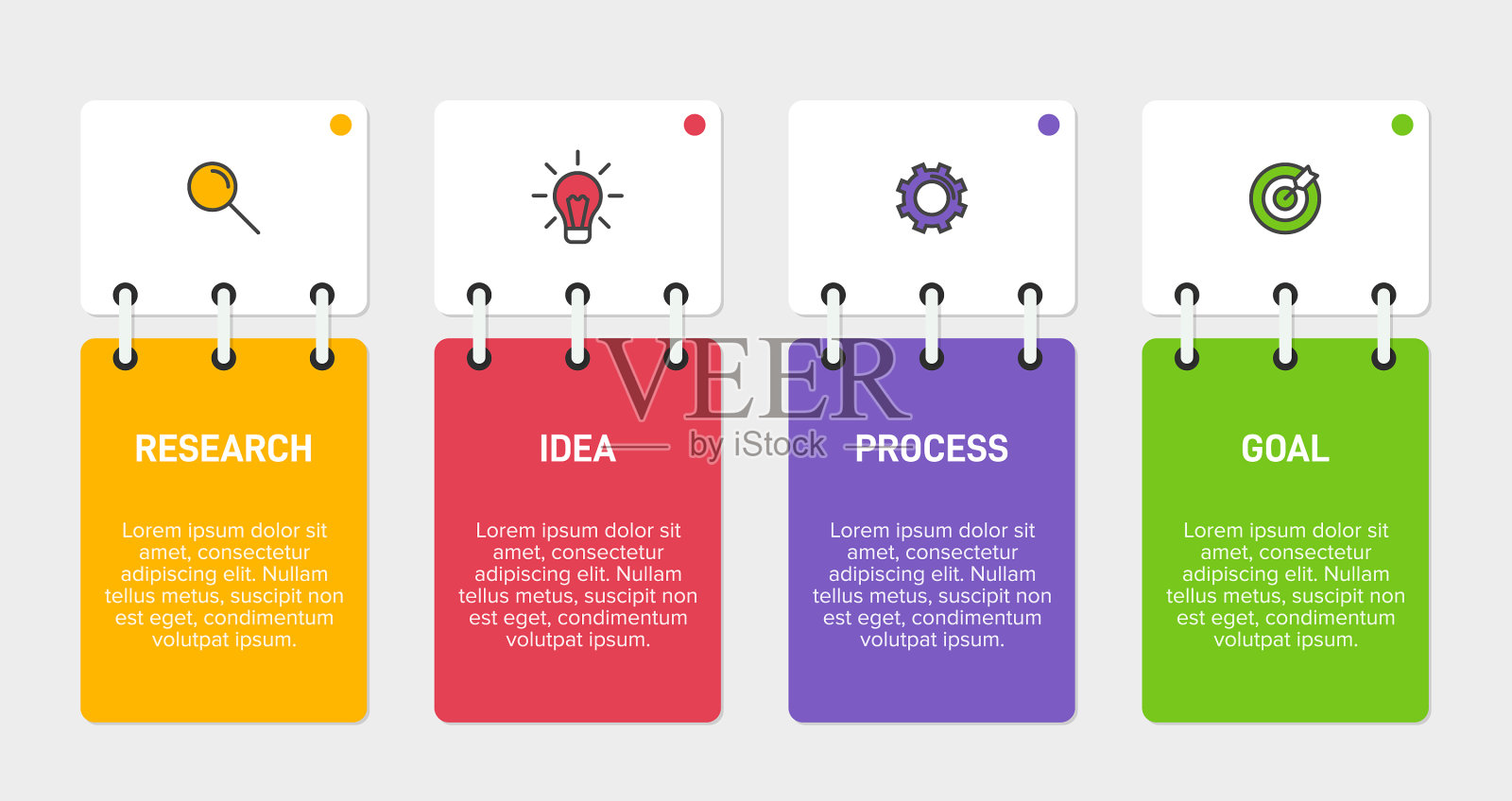 信息图形设计与图标和4个选项或插画图片素材