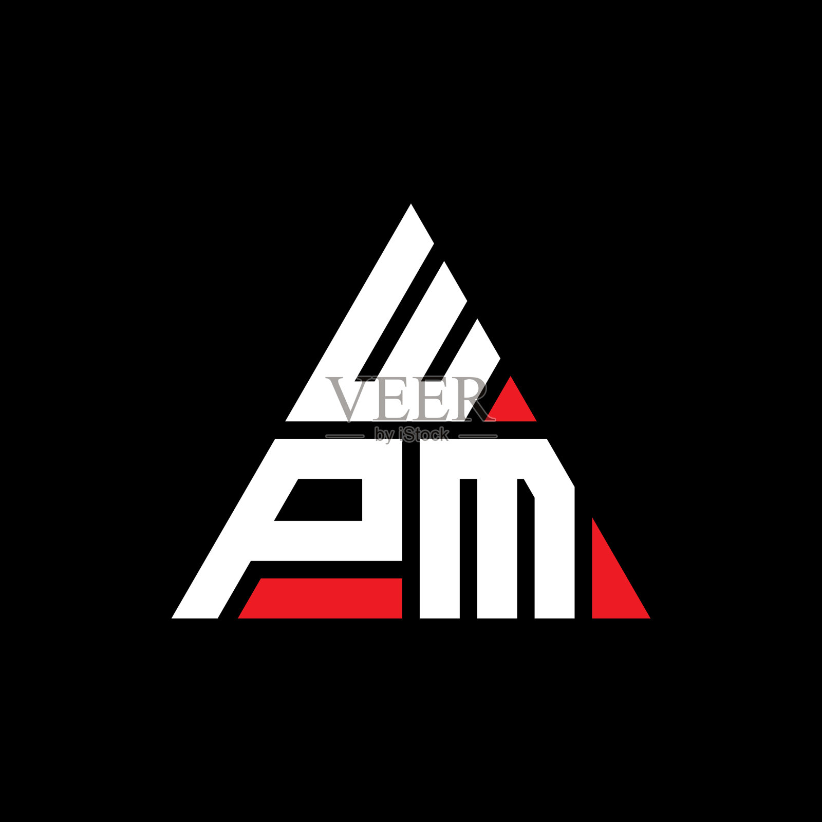 WPM的三角形字母标志设计与三角形插画图片素材