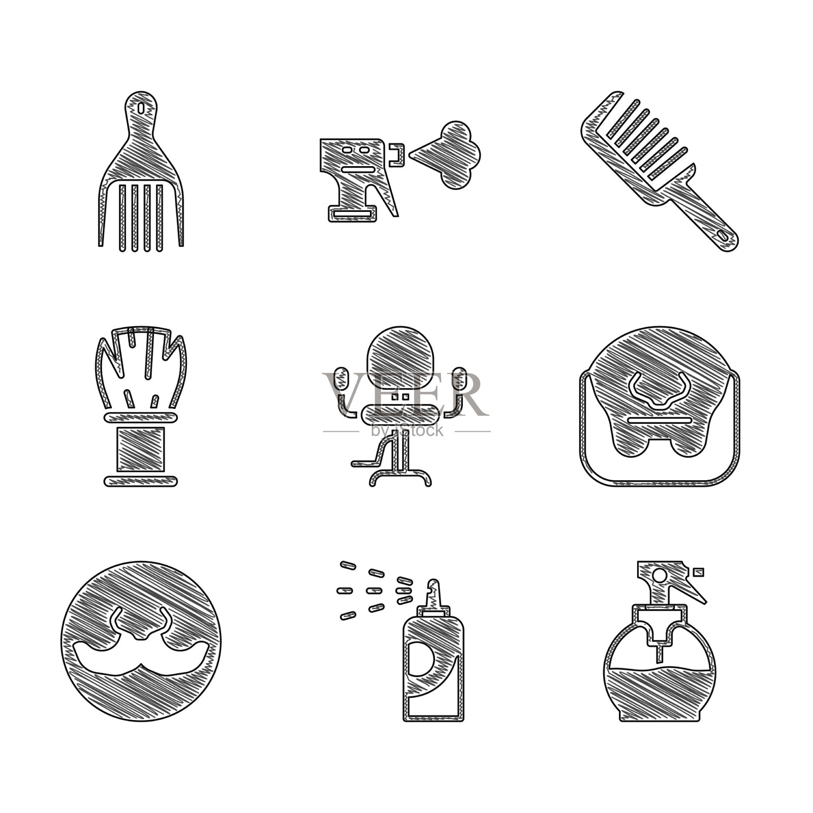 设置理发店椅子喷雾罐，用于发胶图标素材