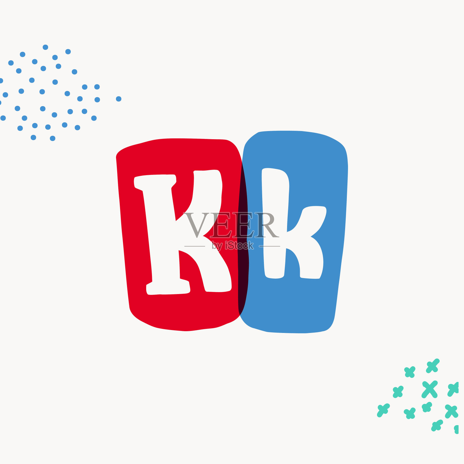 字母打字机灵感的标志与粗体平板衬线字母在五颜六色的框架。设计元素图片