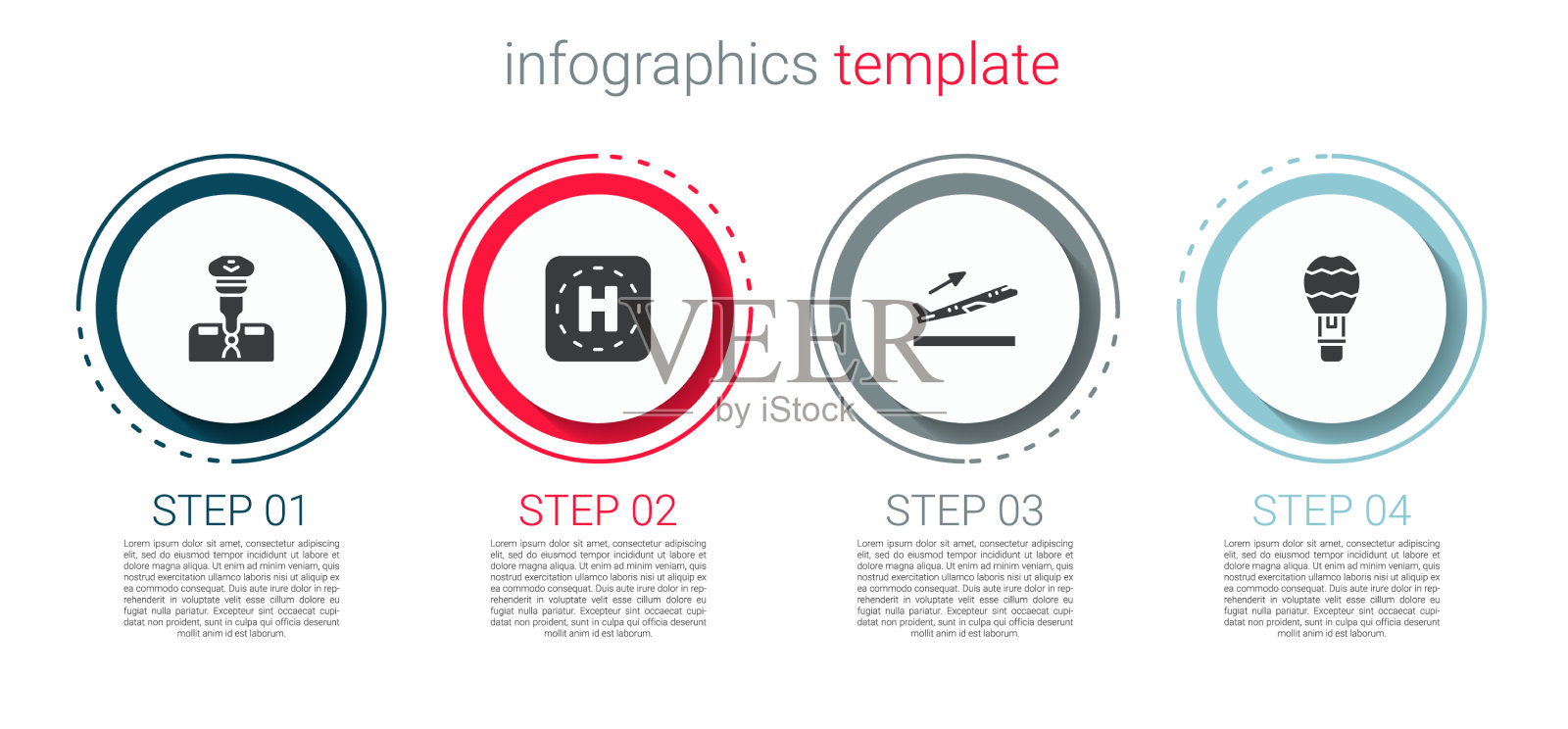 设置飞行员直升机停机坪飞机起飞插画图片素材