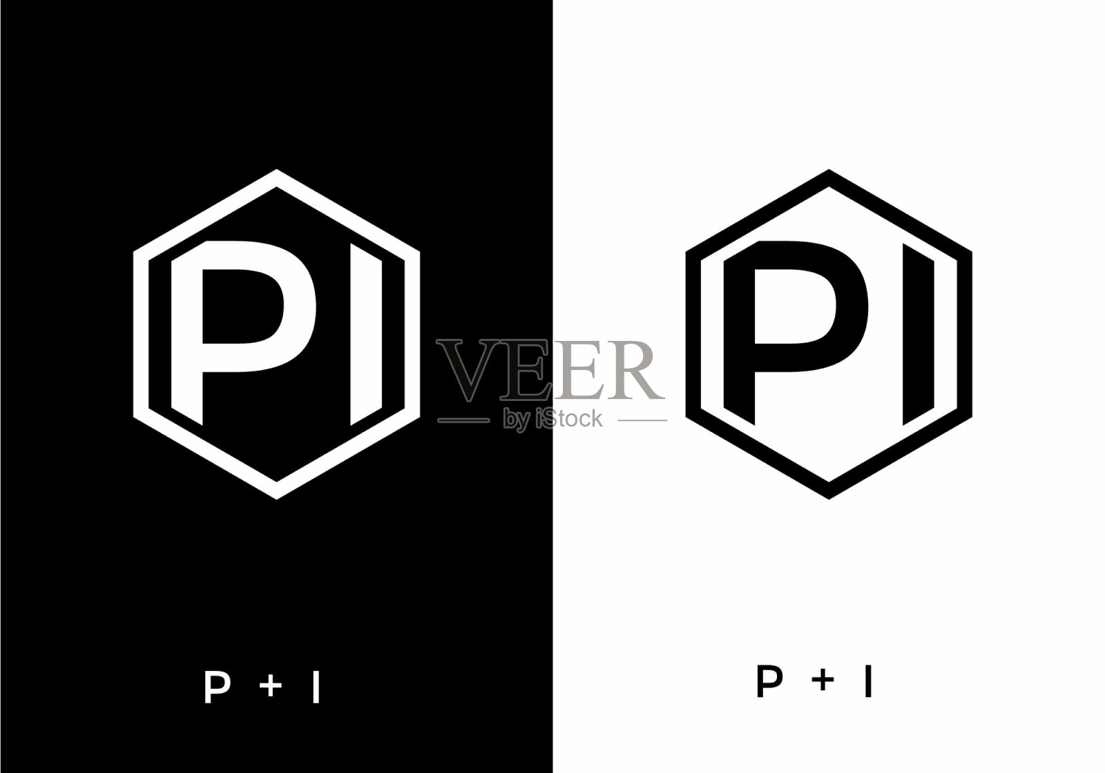 PI首字母设计为黑白设计元素图片