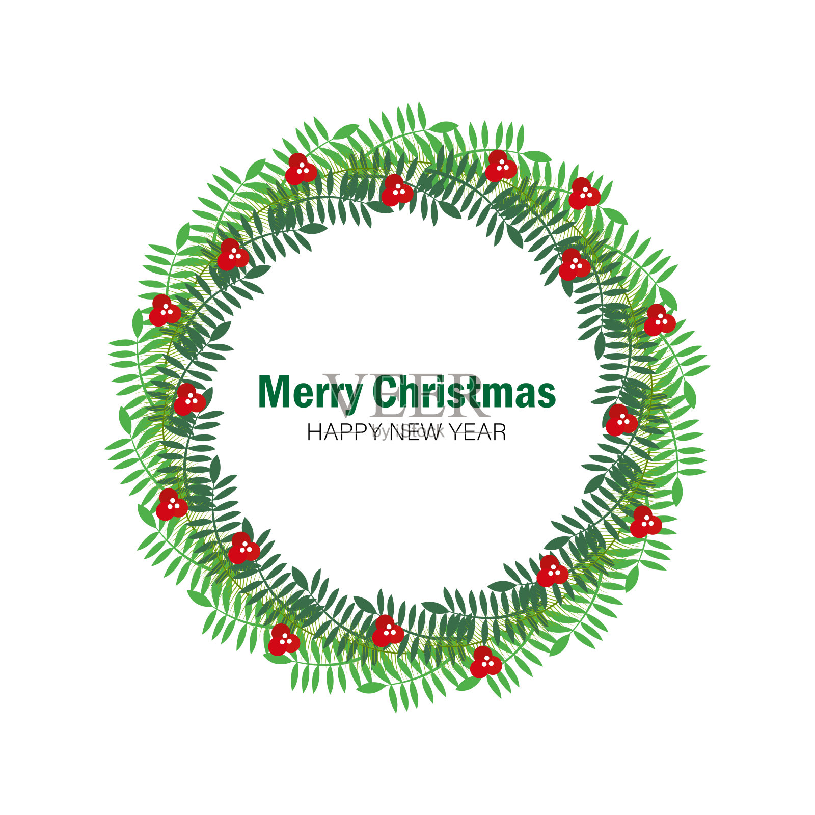 绿色花圈图案插画图片素材