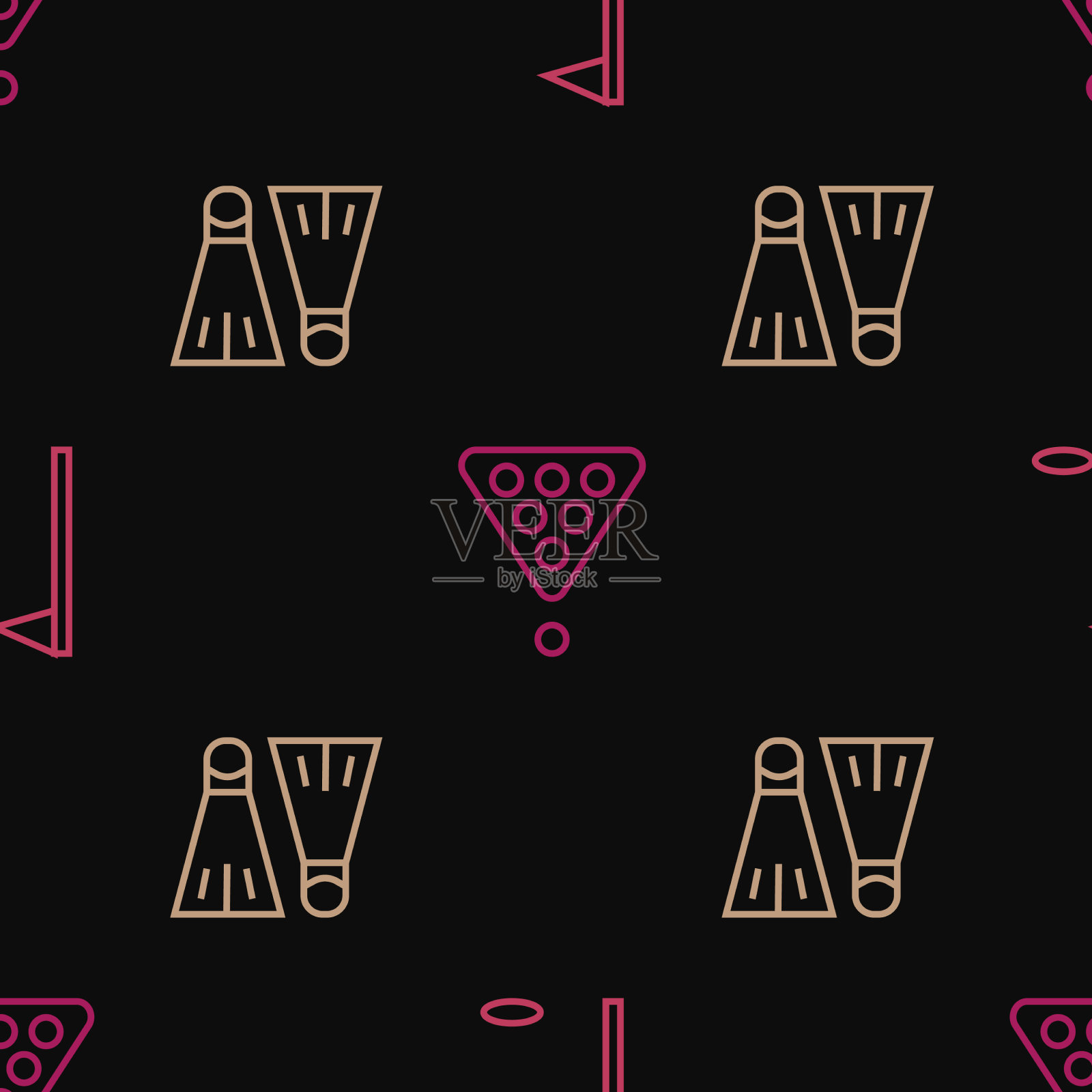 设线高尔夫旗橡胶鳍游泳图标素材