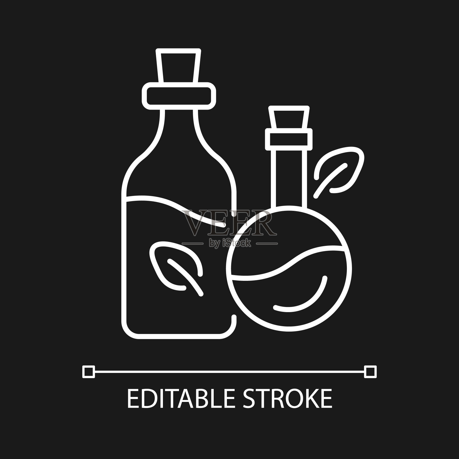 按摩油白色线性图标为黑色主题插画图片素材