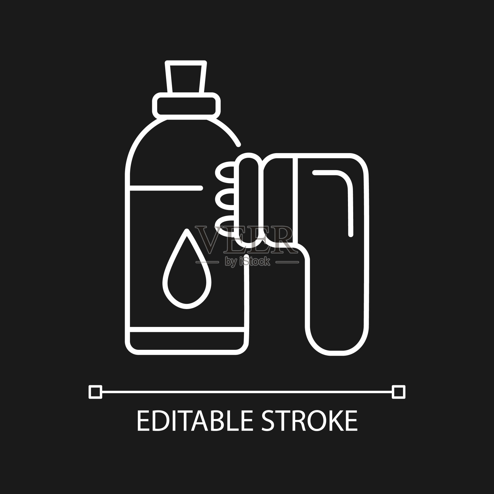 反橘皮按摩器白色线性图标为黑色主题插画图片素材