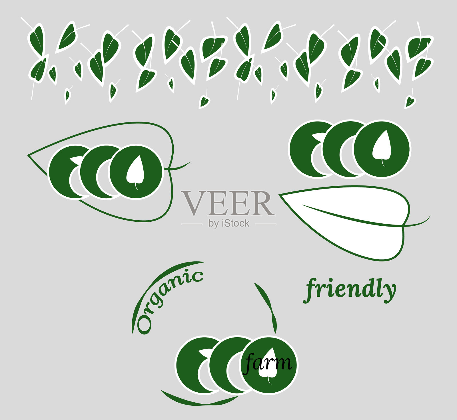 生态有机农场的文字在植物上插画图片素材