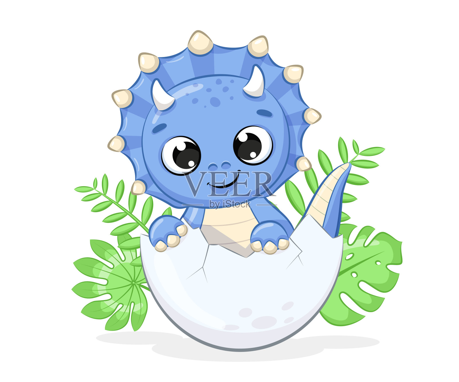 可爱的小恐龙插图。向量插图婴儿淋浴，贺卡，派对邀请，时尚衣服t恤印花布。插画图片素材