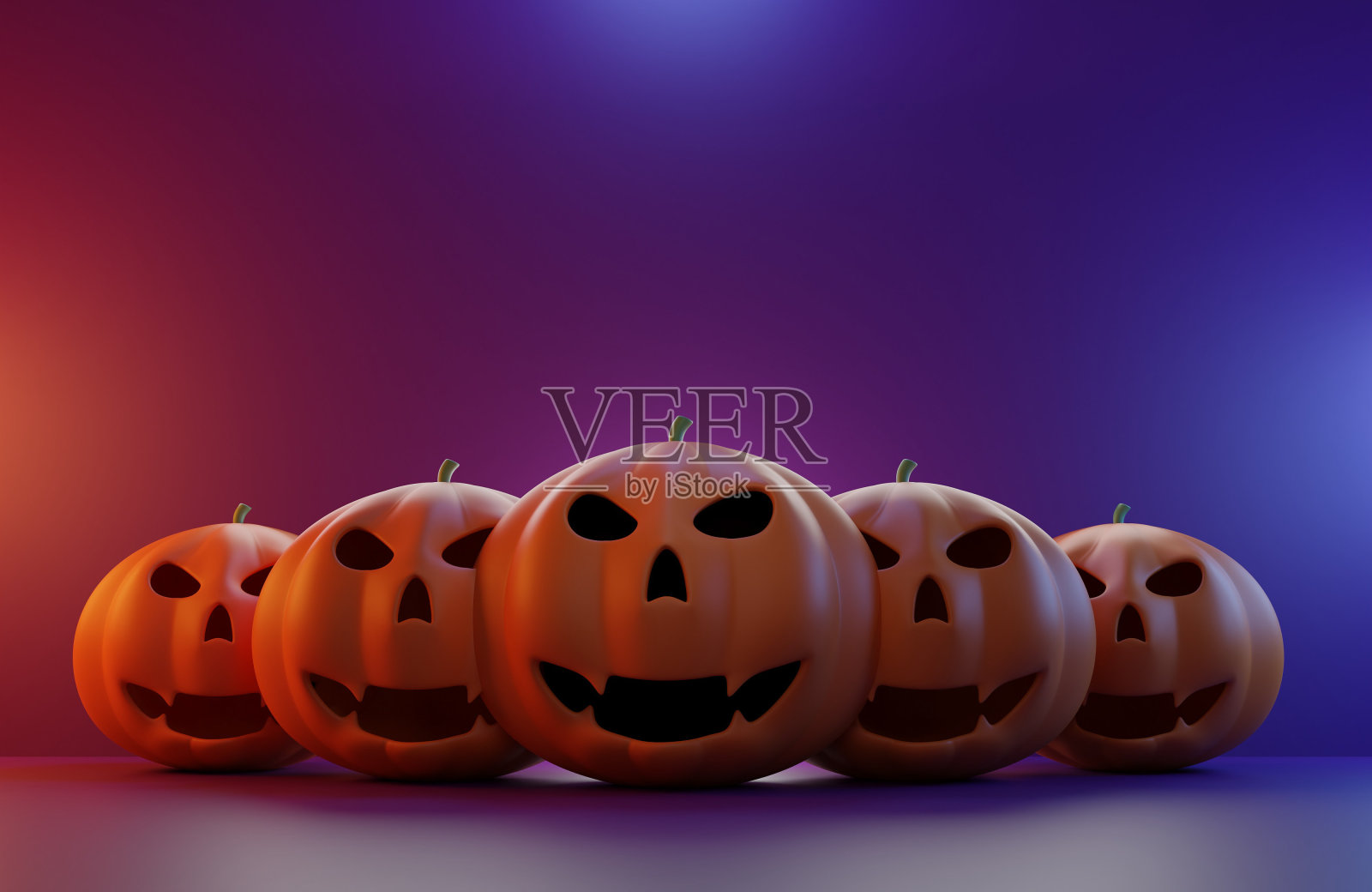 3 d渲染。幽灵森林里的万圣节南瓜照片摄影图片