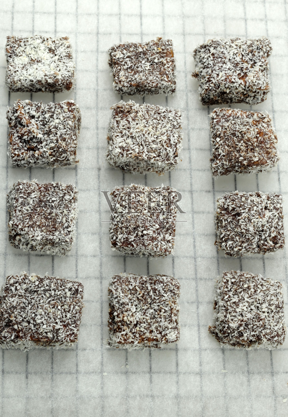 澳大利亚拉明顿蛋糕,蛋糕。照片摄影图片