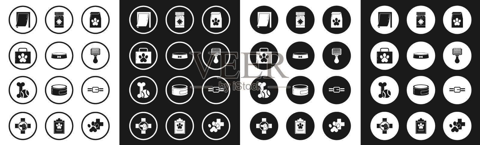 宠物食品袋，宠物碗，急救箱图标素材