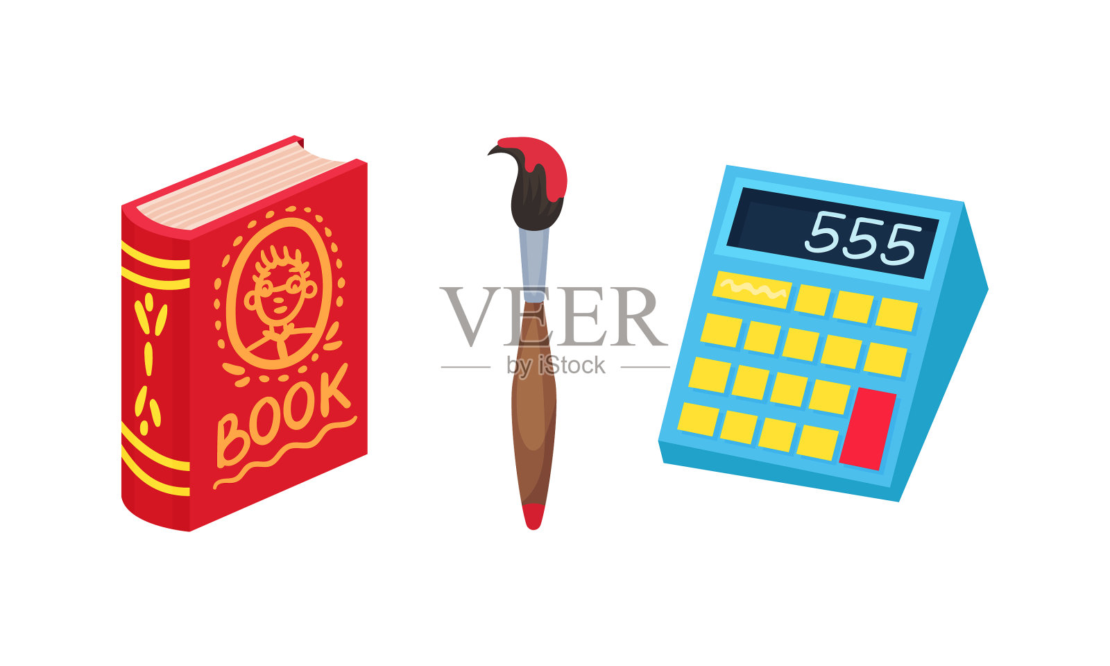 书在精装和油漆刷作为背面插画图片素材