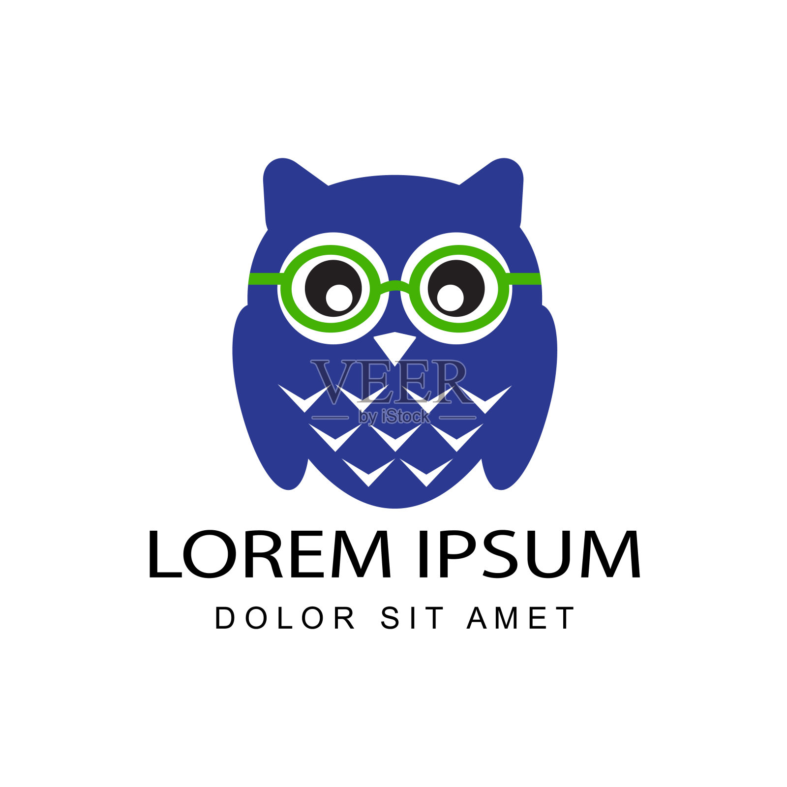 极客猫头鹰教育标志模板设计矢量孤立的背景插画图片素材