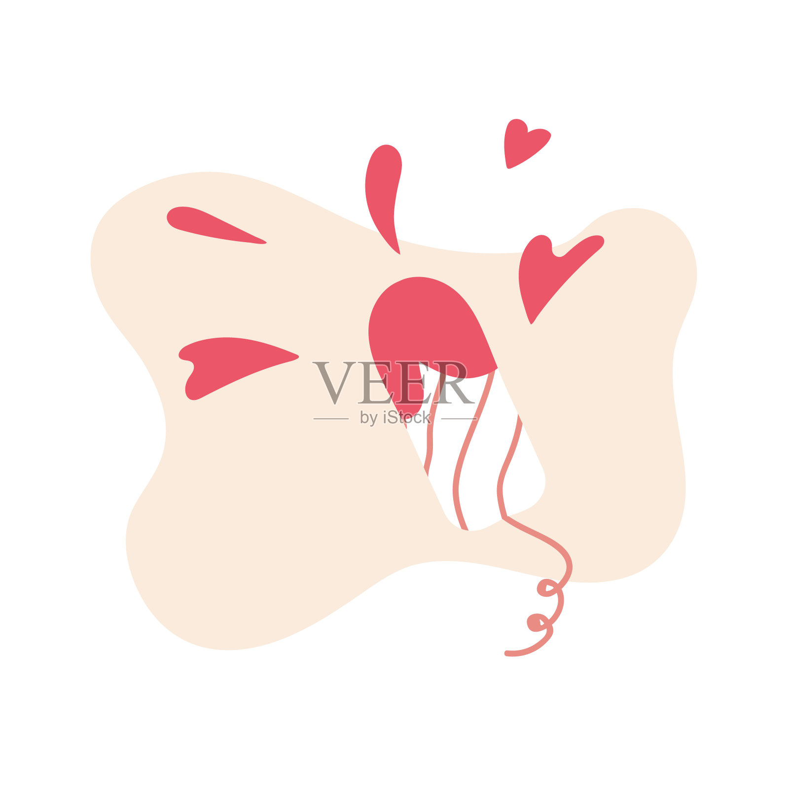 月经卫生工具，带血的月经卫生棉条。女性软性经期保护。时间的问题。网站和文章设计，印刷，贴纸插画图片素材