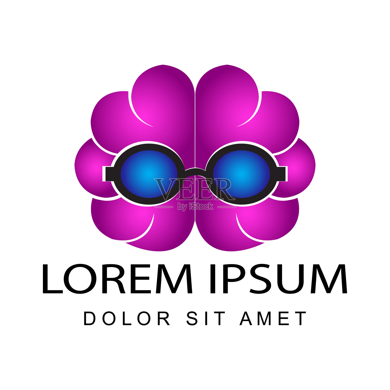 七彩脑创意现代标志模板设计矢量在孤立的白色背景下，象征着创造力、知识、头脑和思考插画图片素材