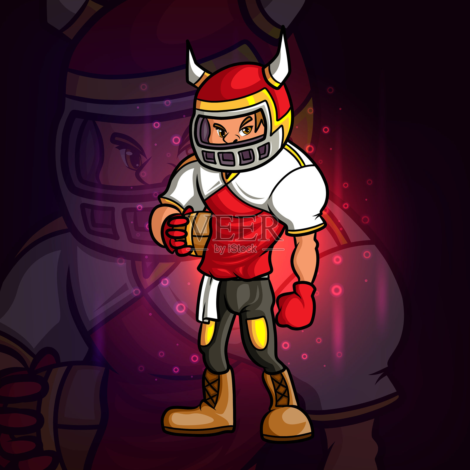 酷橄榄球运动员电竞吉祥物设计插画图片素材