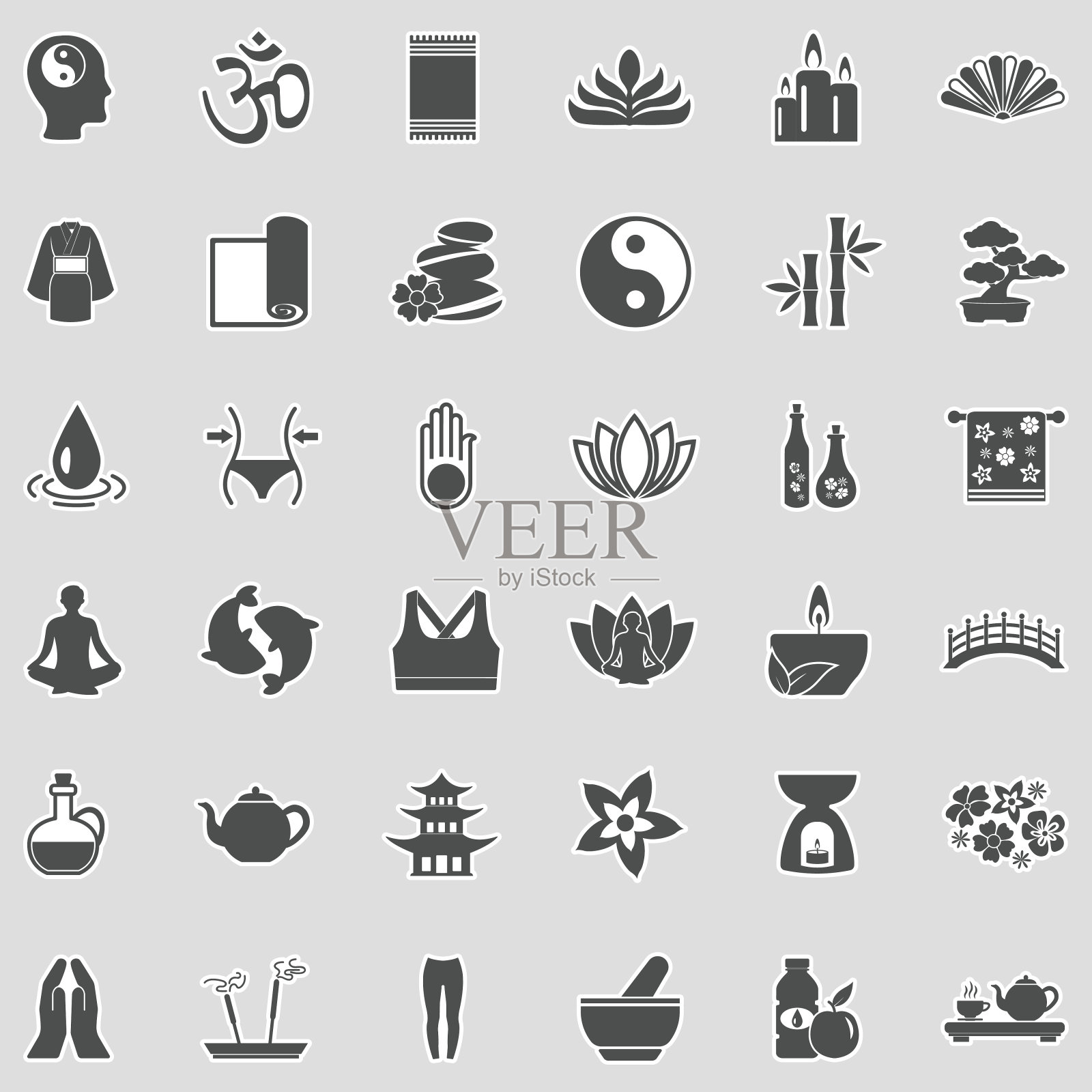 瑜伽和禅宗图标。贴纸设计。矢量插图。图标素材