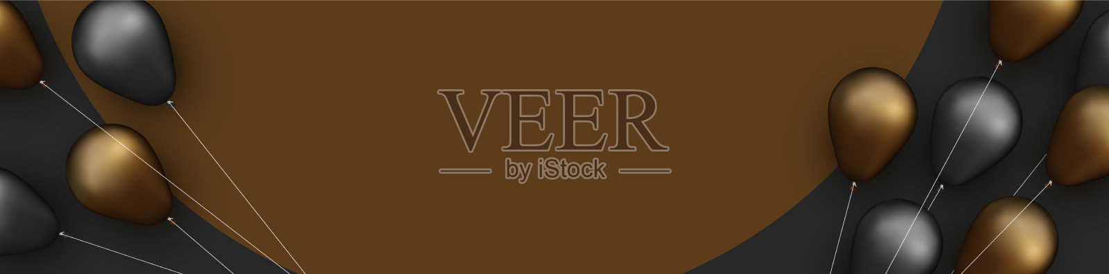 黑色和铜箔气球上有线插画图片素材