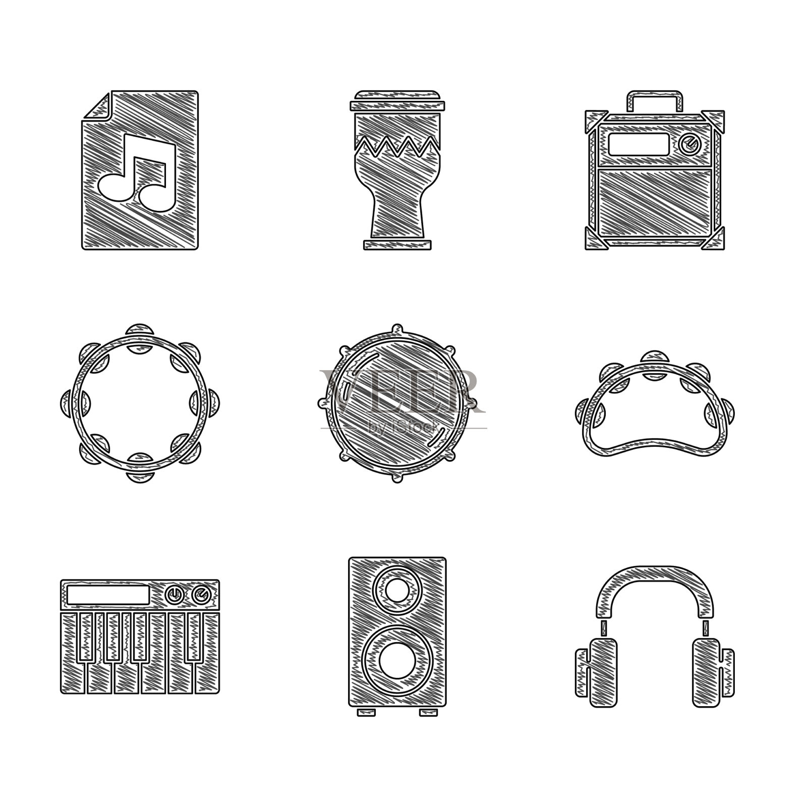 设置旋钮水平立体声扬声器耳机图标素材