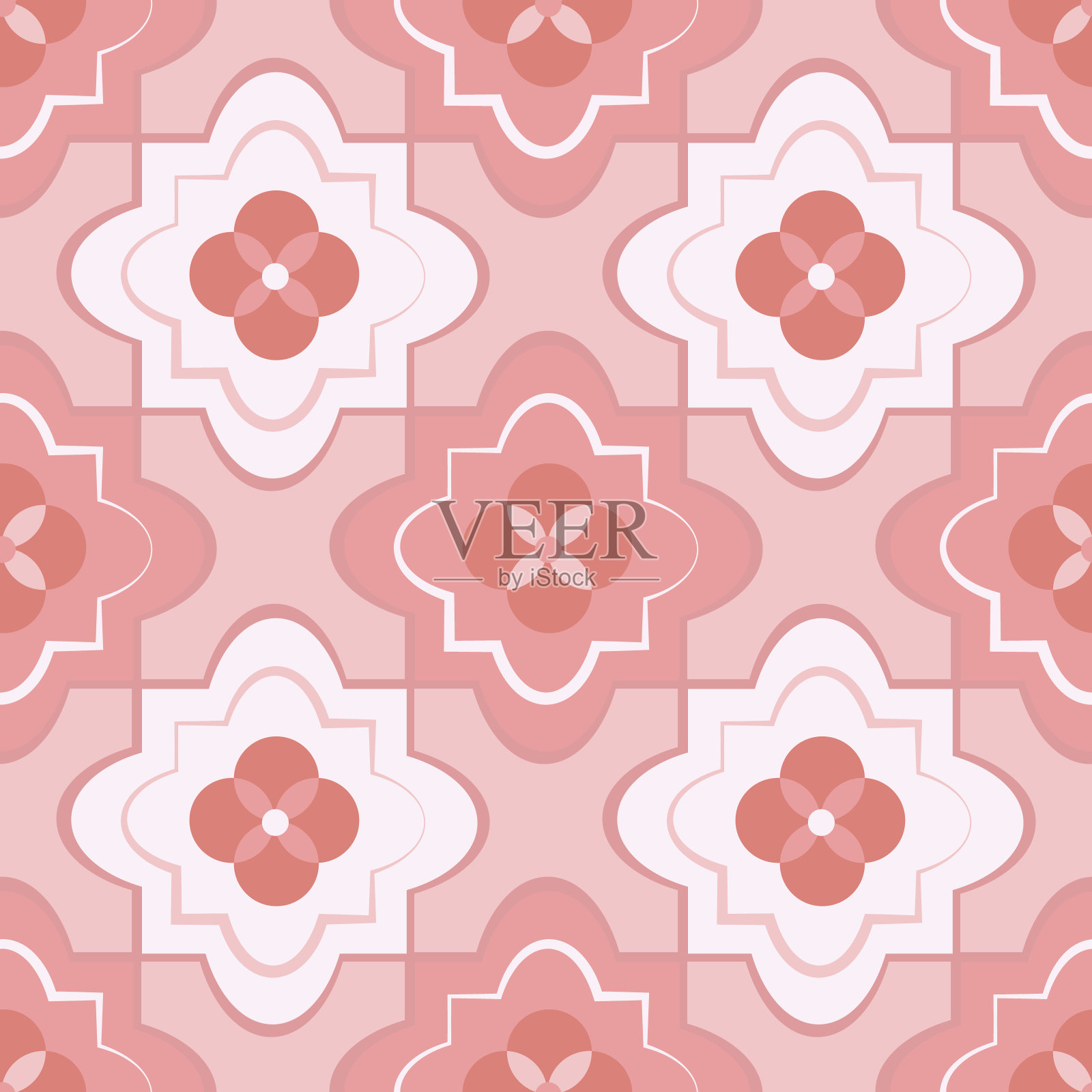 四翼无缝矢量图案背景。阿祖莱霍风格的背景与历史箔主题在单色粉红色。装饰东方摩尔风格的设计。现代阿拉伯式重复的健康插画图片素材