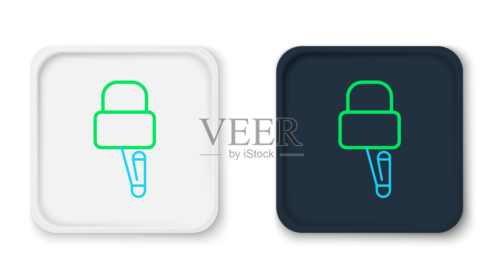 线锁选择或锁定选择锁选择图标隔离在白色背景。色彩斑斓的轮廓的概念。向量图标素材