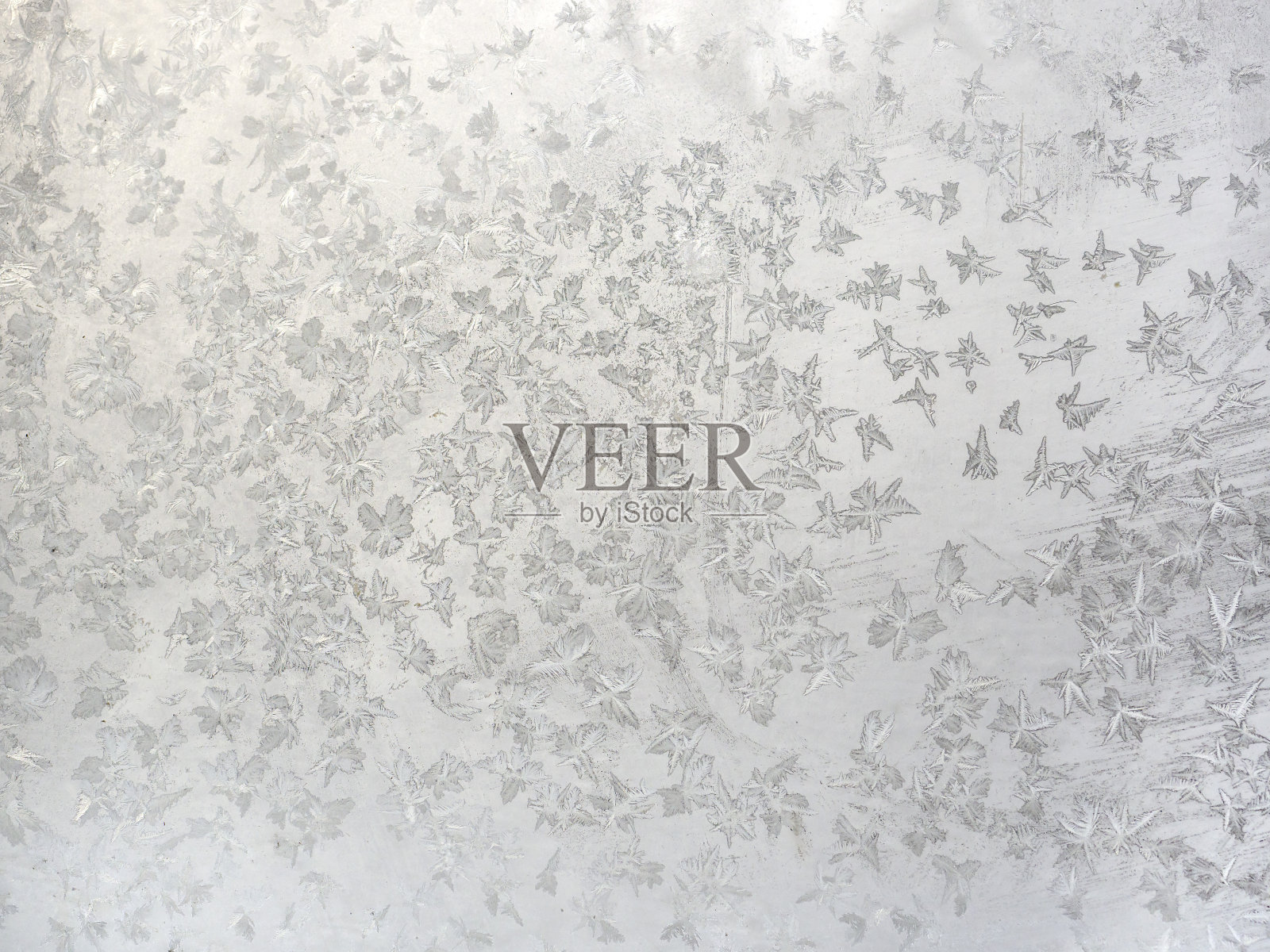 圣诞节的白色背景。玻璃上结霜的图案。墙纸。照片摄影图片