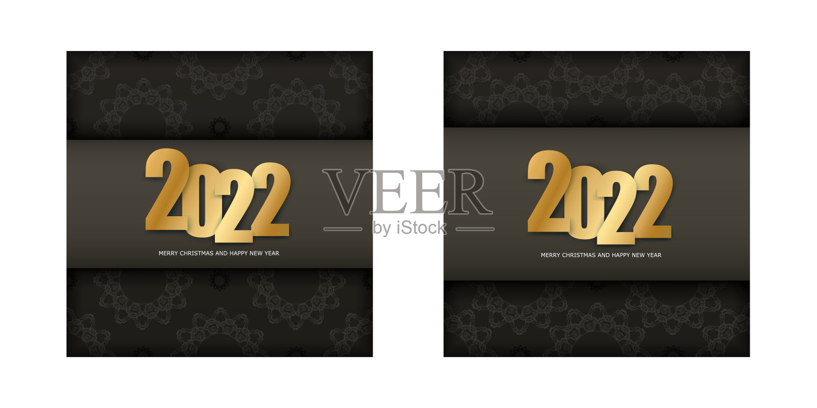 宣传册2022 Merry Christmas Brown with Abstract Light Ornament插画图片素材