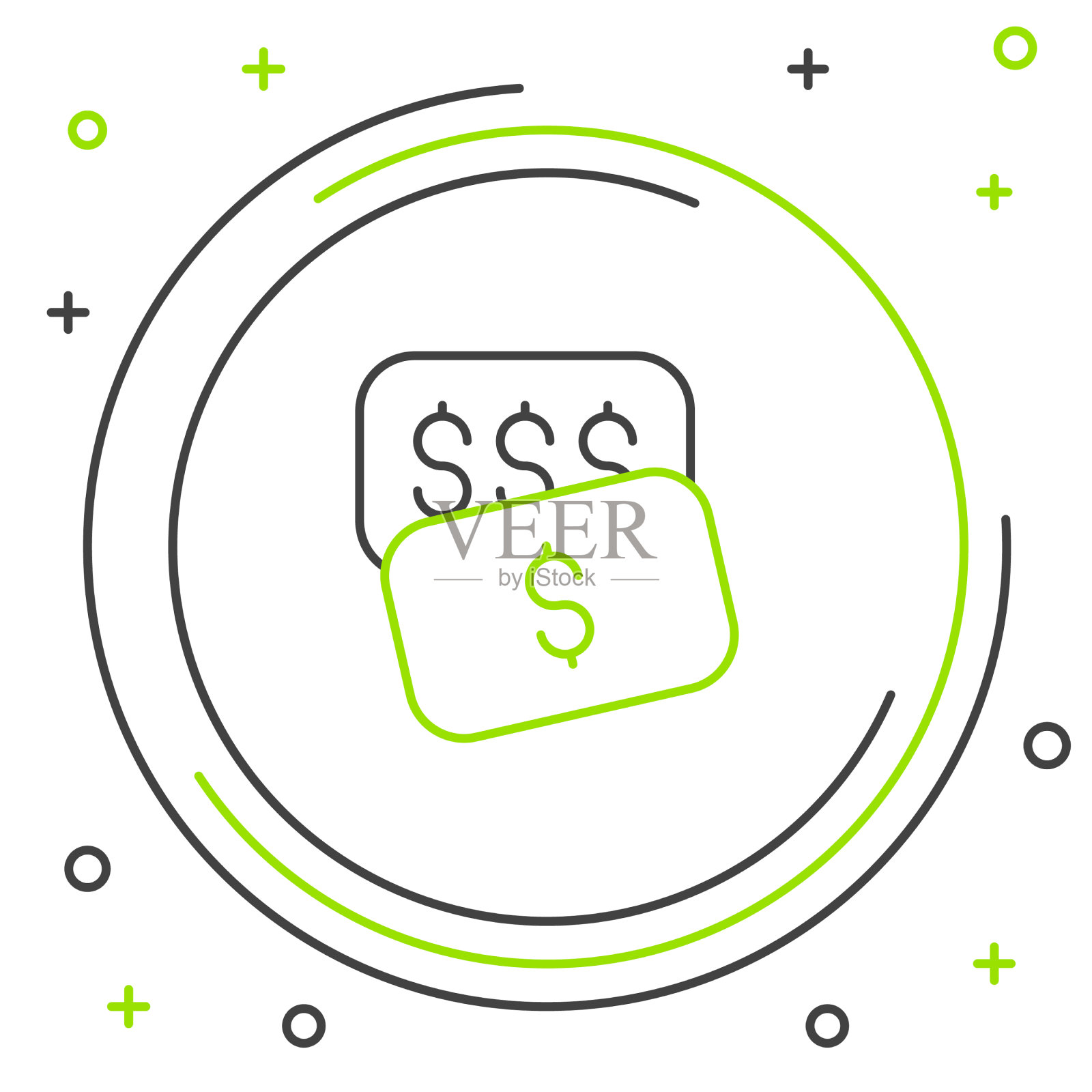 线新的价格标签与美元图标孤立插画图片素材