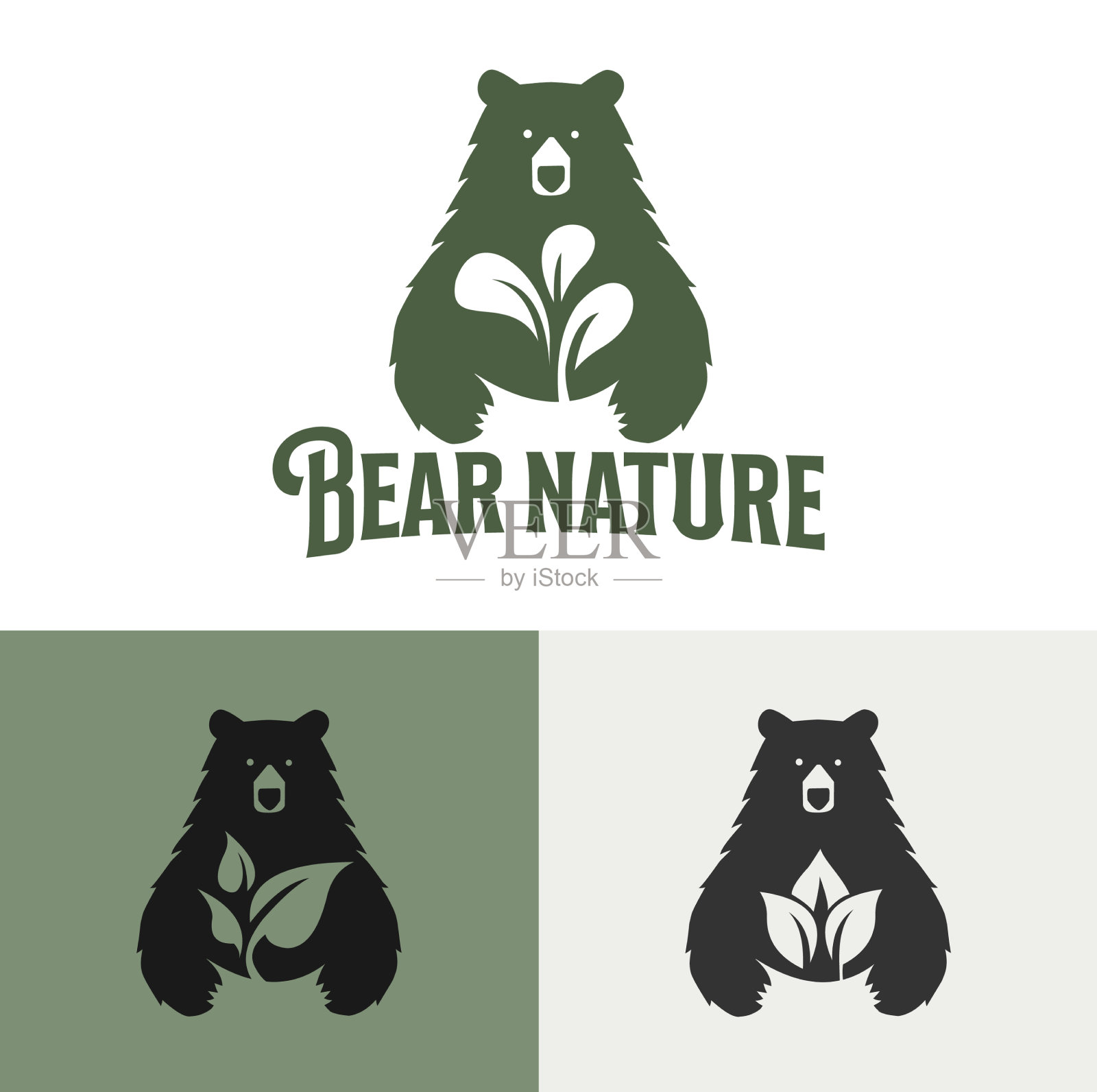 自然熊标志-吉祥物-模板设计插画图片素材